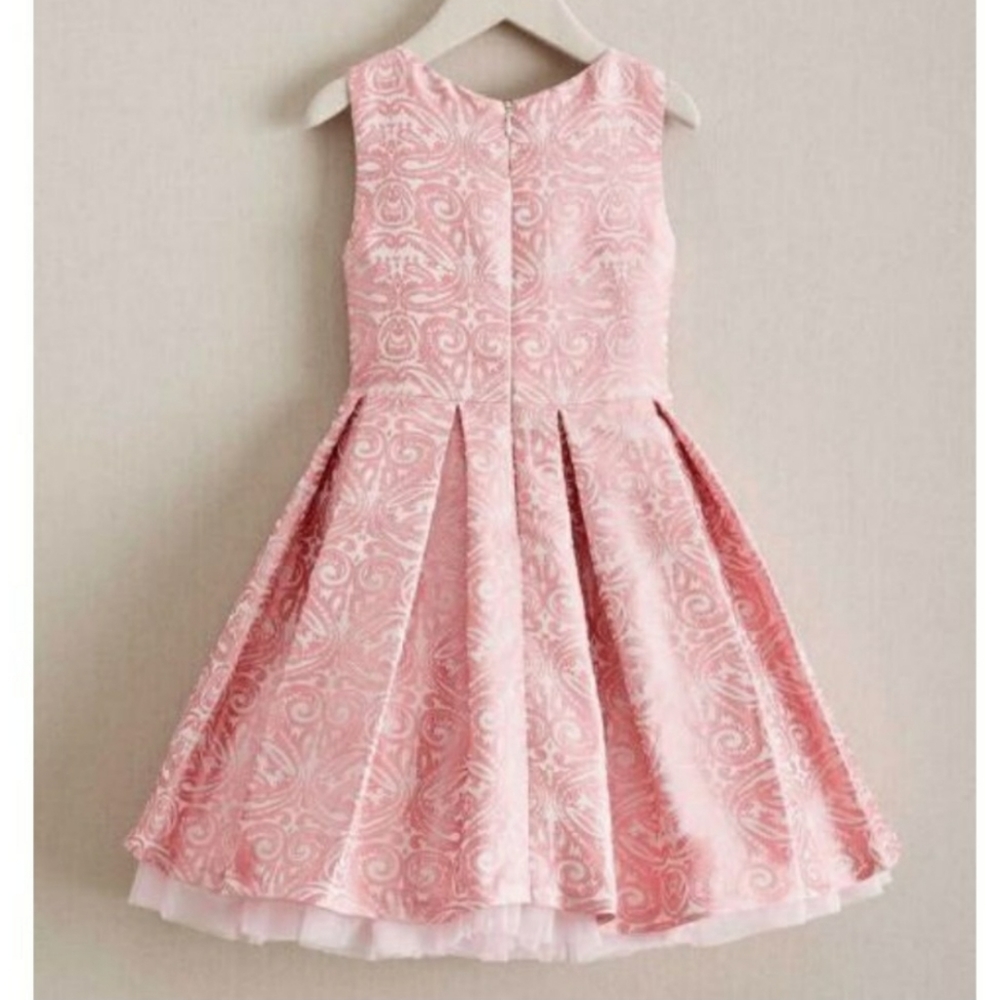 Chasing fireflies pastel pink scroll brocade dress 10 - Picture 2 of 6